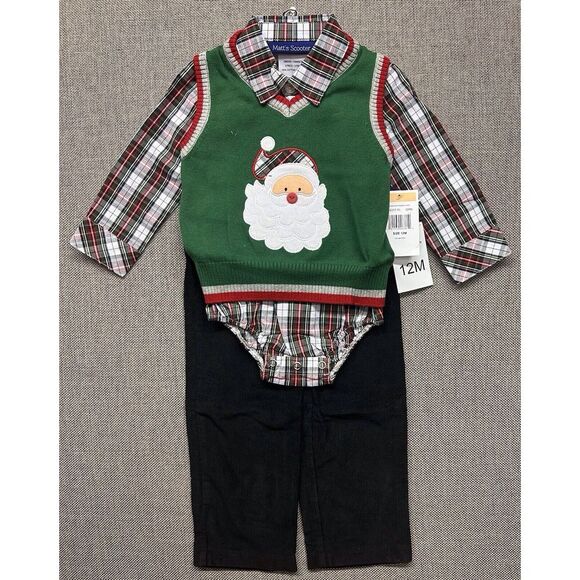 Bonnie Baby Other - NEW BNWT Bonnie‎ Jean/Matt's Scooter Boys Outfit Clothes Santa Xmas Size 12M